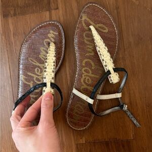 Sam Edelman Black and Cream Strappy Sandals